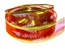 Стрічка декоративна "Ялинки", 3,8см, органза, жорсткий кант, ЧЕРВОНА